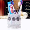 Flower Lace Toothpaste Toothbrush Brush Holders Dispensers Pen Container- Silver