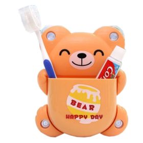 [Bear] Lovely Novelty Animal Toothbrush Toothpaste Holder Wall Bathroom Suction for Kids, A
