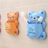 [Bear] Lovely Novelty Animal Toothbrush Toothpaste Holder Wall Bathroom Suction for Kids, A