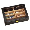 Leather Box Eyeglasses Display Organizer Storage Case ?C 8 Compartments (Black)