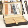 Leather Box Eyeglasses Display Organizer Storage Case ?C 8 Compartments (Black)