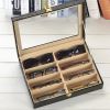 Leather Storage Case Eyeglasses Display Organizer Box?C 8 Compartments (Black)