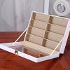 Leather Storage Case Eyeglasses Display Organizer Box?C 8 Compartments (White)