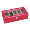 Leather Storage Case Eyeglasses Display Organizer Box?C 6 Compartments (Red)