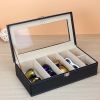 Leather Storage Case Eyeglasses Display Organizer Box (Black)