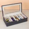 Leather Storage Case Eyeglasses Display Organizer Box (Brown)