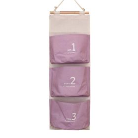 Wall Door Hanging Pocket Storage Bag Jewelry Organizer, Purple