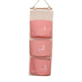 Wall Door Hanging Pocket Storage Bag Jewelry Organizer, Pink