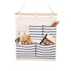 4-Pockets Zakka Wall Door Closet Hanging Storage Bag Case Home Organizer, Blue