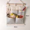 4-Pockets Zakka Wall Door Closet Hanging Storage Bag Case Home Organizer, Blue