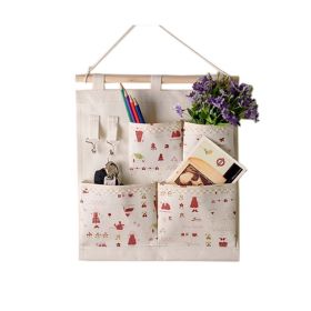 4-Pockets Zakka Wall Door Closet Hanging Storage Bag Case Home Organizer, Girls