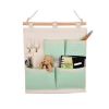 4-Pockets Zakka Wall Door Closet Hanging Storage Bag Case Home Organizer, Green