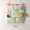 4-Pockets Zakka Wall Door Closet Hanging Storage Bag Case Home Organizer, Green