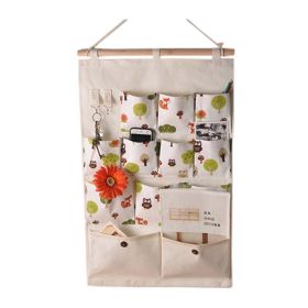 12-Pockets Zakka Wall Door Hanging Storage Bag Case Home Organizer, C