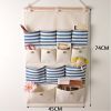 13-Pockets Zakka Wall Door Hanging Storage Bag Case Magazine Organizer, A