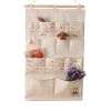 12-Pockets Zakka Wall Door Hanging Storage Bag Case Magazine Organizer, C