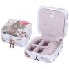 Small Jewelry Box Rings Earrings Necklace Organizer Display Storage Case for Travel, E