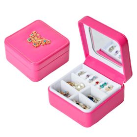 Jewelry Box Rings Earrings Necklace Organizer Display Storage Case with Rhinestone for Travel, A