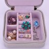 Jewelry Box Rings Earrings Necklace Organizer Display Storage Case with Rhinestone for Travel, A