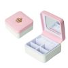 Jewelry Box Rings Earrings Necklace Organizer Display Storage Case with Rhinestone for Travel, E