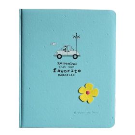 Lovely Flower 200 Pocket Leather Cover Photo Album for 4"x 6" Prints, Sky Blue