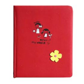Lovely Flower 200 Pocket Leather Cover Photo Album for 4"x 6" Prints, Red