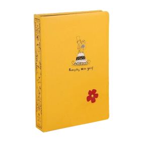 Cute Flower 300 Pocket 3 Per Page Leather Cover Photo Album, Yellow