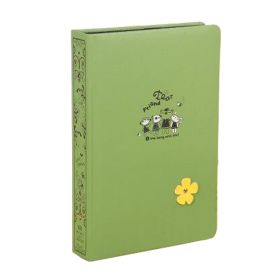 Cute Flower 300 Pocket 3 Per Page Leather Cover Photo Album, Green