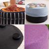 Household Creative Round Stool Sofa Footrest Stools with Detachable Cover, kiwifruit