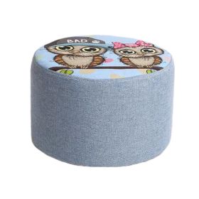 Household Creative Round Stool Sofa Footrest Stools with Detachable Cover, Owl