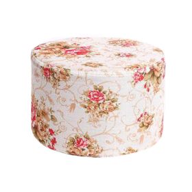 Household Creative Round Stool Sofa Footrest Stools with Detachable Cover, Peony