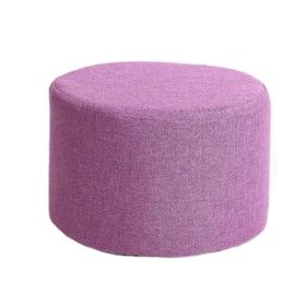 Household Creative Round Stool Sofa Footrest Stools with Detachable Cover, Purple