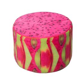 Household Creative Round Stool Sofa Footrest Stools with Detachable Cover, Dragon fruit