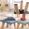 Household Stool Footstool Bench Seat Foot Rest Ottoman Detachable Cover, 4 Legs, Coffee