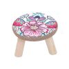Round Stool Footstool Bench Seat Foot Rest Ottoman Detachable Cover, 3 Legs, Flowers