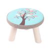 Round Stool Footstool Bench Seat Foot Rest Ottoman Detachable Cover, 3 Legs, Tree