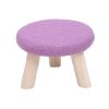 Round Stool Footstool Bench Seat Foot Rest Ottoman Detachable Cover, 3 Legs, Purple