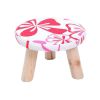 Round Stool Footstool Bench Seat Foot Rest Ottoman Detachable Cover, 3 Legs, D