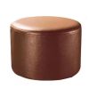 Round Faux Leather Modern Small Stool Shoes Stool  Sofa Pier Ottoman Stool, Light Brown