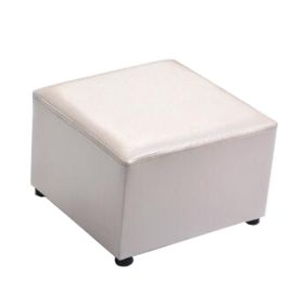Fashionable Square Faux Leather Modern Small Stool Table Stool Sofa Pier Ottoman Stool, Beige