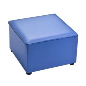 Fashionable Square Faux Leather Modern Small Stool Table Stool Sofa Pier Ottoman Stool, Blue