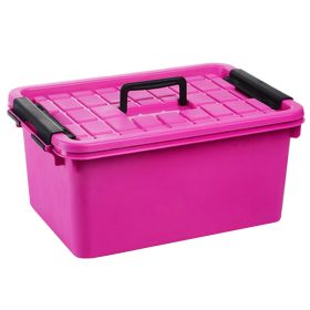 Durable Household Storage Basket Box Organizer Chest with Handle, Rose Red
