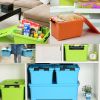 Durable Household Storage Basket Box Organizer Chest with Handle, Green