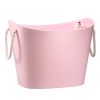 Household Storage Basket Organizer Clothes/Toys Chest with Handle, Pink