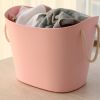 Household Storage Basket Organizer Clothes/Toys Chest with Handle, Pink