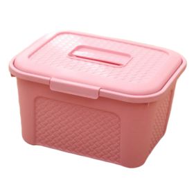 Multipurpose Box Storage Basket Organizer Chest with Handle for Home Use, Pink