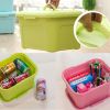 Multipurpose Box Storage Basket Organizer Chest with Handle for Home Use, Pink