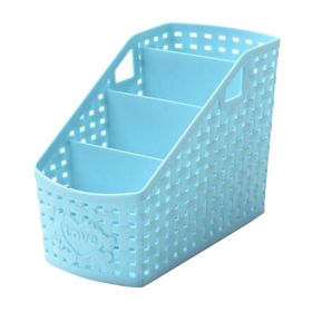 Multifunctional Desk Organizer Office Supplies Holder with Compartment, Light Blue