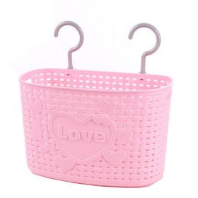 25 CM Love Multipurpose Plastic Storage Basket Household Organizer ,Pink