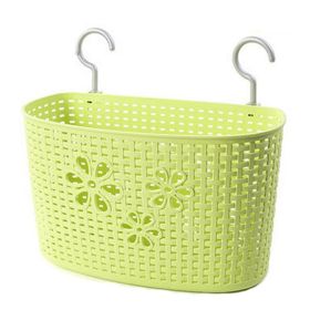 33 CM Multipurpose Plastic Storage Basket Household Organizer ,Green Flowers